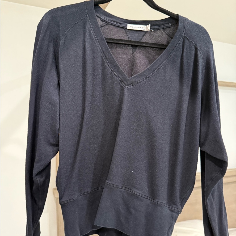 Rag & Bone Jean V-Neck Black Sweatshirt Medium